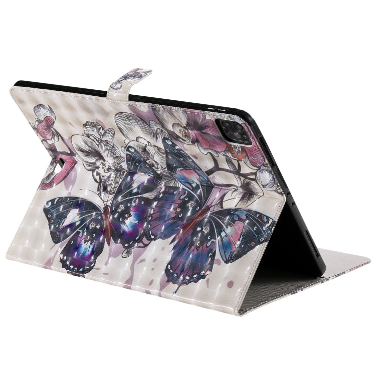 For iPad Pro 12.9 (2020) 3D Colored Drawing Horizontal Flip Leather Tablet Case with Holder & Card Slot & Wallet(Black Butterfly) - iPad Pro 12.9 (2020) Cases by buy2fix | Online Shopping UK | buy2fix