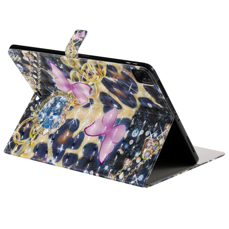 For iPad Pro 12.9 (2020) 3D Colored Drawing Horizontal Flip Leather Tablet Case with Holder & Card Slot & Wallet(Pink Butterfly) - iPad Pro 12.9 (2020) Cases by buy2fix | Online Shopping UK | buy2fix