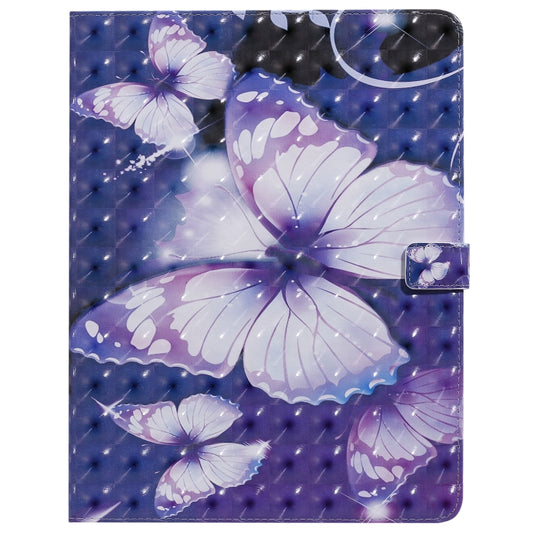 For iPad Pro 12.9 (2020) 3D Colored Drawing Horizontal Flip Leather Tablet Case with Holder & Card Slot & Wallet(Purple Butterfly) - iPad Pro 12.9 (2020) Cases by buy2fix | Online Shopping UK | buy2fix