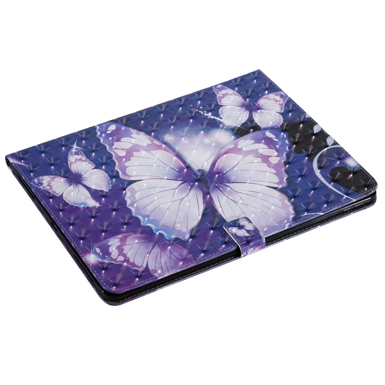 For iPad Pro 12.9 (2020) 3D Colored Drawing Horizontal Flip Leather Tablet Case with Holder & Card Slot & Wallet(Purple Butterfly) - iPad Pro 12.9 (2020) Cases by buy2fix | Online Shopping UK | buy2fix