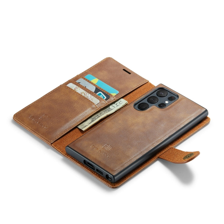 For Samsung Galaxy S23 Ultra 5G DG.MING Crazy Horse Texture Detachable Magnetic Leather Case(Brown) by DG.MING