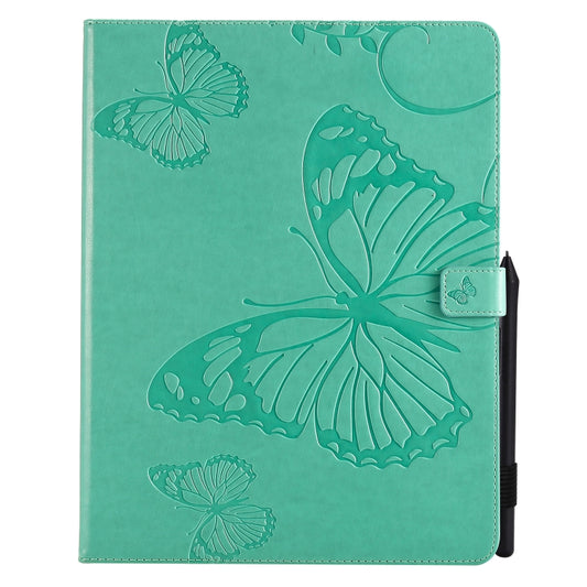For iPad Pro 12.9 (2020) Pressed Printing Butterfly Pattern Horizontal Flip Leather Tablet Case with Holder & Card Slots & Wallet(Green) - iPad Pro 12.9 (2020) Cases by buy2fix | Online Shopping UK | buy2fix