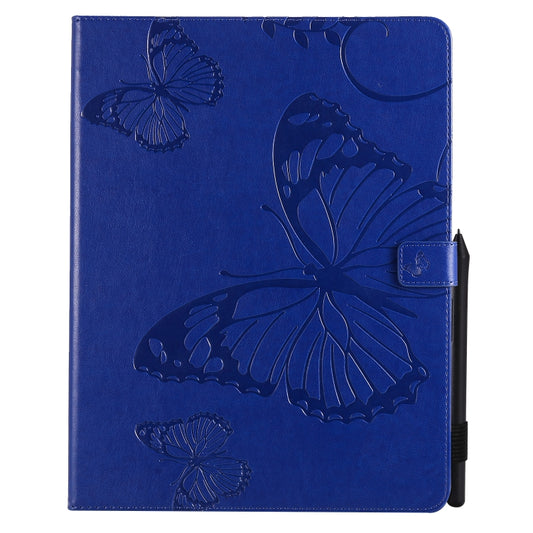 For iPad Pro 12.9 (2020) Pressed Printing Butterfly Pattern Horizontal Flip Leather Tablet Case with Holder & Card Slots & Wallet(Blue) - iPad Pro 12.9 (2020) Cases by buy2fix | Online Shopping UK | buy2fix
