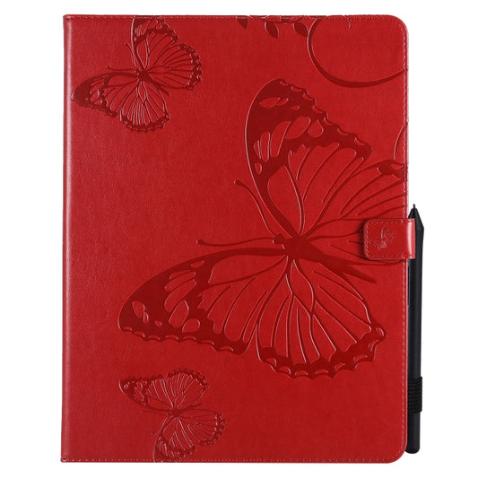 For iPad Pro 12.9 (2020) Pressed Printing Butterfly Pattern Horizontal Flip Leather Tablet Case with Holder & Card Slots & Wallet(Red) - iPad Pro 12.9 (2020) Cases by buy2fix | Online Shopping UK | buy2fix