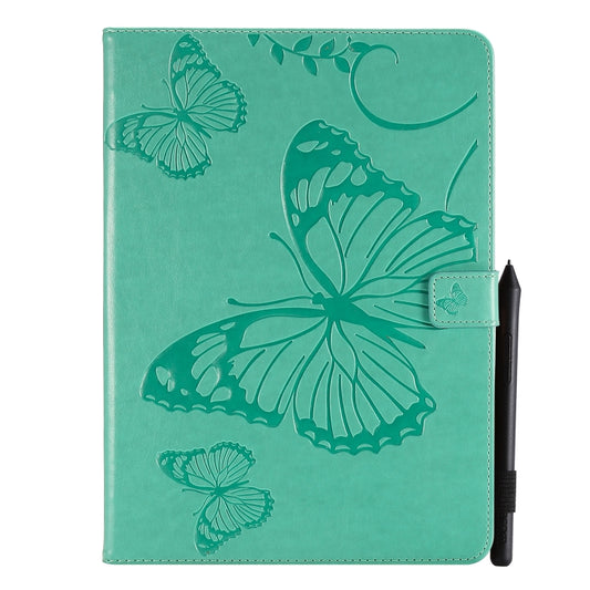 For iPad Pro 11 (2020) Pressed Printing Butterfly Pattern Horizontal Flip Leather Tablet Case with Holder & Card Slots & Wallet(Green) - iPad Pro 11 (2020) Cases by buy2fix | Online Shopping UK | buy2fix