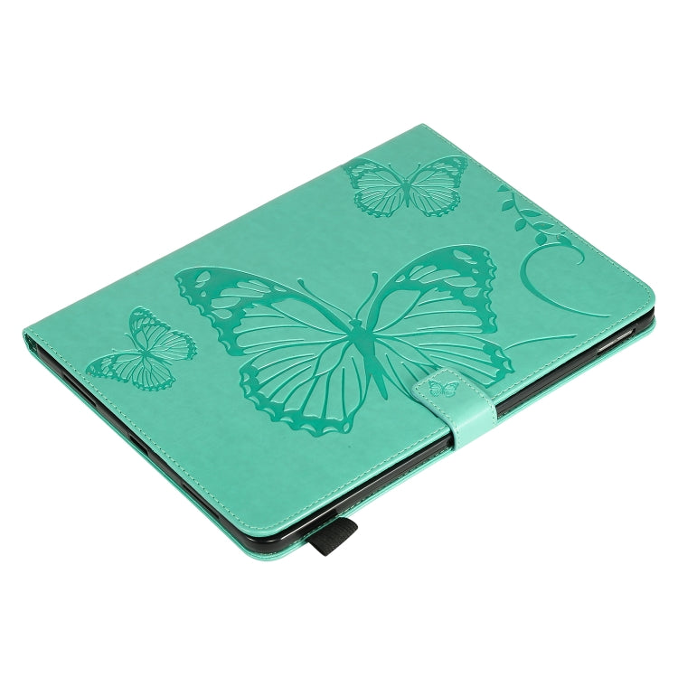 For iPad Pro 11 (2020) Pressed Printing Butterfly Pattern Horizontal Flip Leather Tablet Case with Holder & Card Slots & Wallet(Green) - iPad Pro 11 (2020) Cases by buy2fix | Online Shopping UK | buy2fix