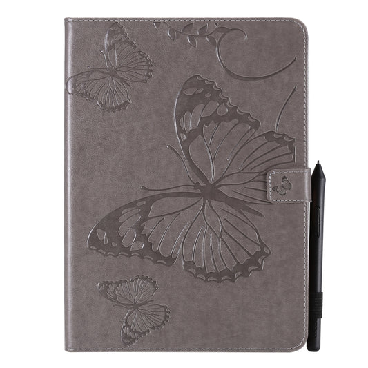 For iPad Pro 11 (2020) Pressed Printing Butterfly Pattern Horizontal Flip Leather Tablet Case with Holder & Card Slots & Wallet(Grey) - iPad Pro 11 (2020) Cases by buy2fix | Online Shopping UK | buy2fix