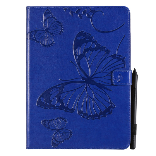 For iPad Pro 11 (2020) Pressed Printing Butterfly Pattern Horizontal Flip Leather Tablet Case with Holder & Card Slots & Wallet(Blue) - iPad Pro 11 (2020) Cases by buy2fix | Online Shopping UK | buy2fix