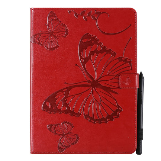 For iPad Pro 11 (2020) Pressed Printing Butterfly Pattern Horizontal Flip Leather Tablet Case with Holder & Card Slots & Wallet(Red) - iPad Pro 11 (2020) Cases by buy2fix | Online Shopping UK | buy2fix