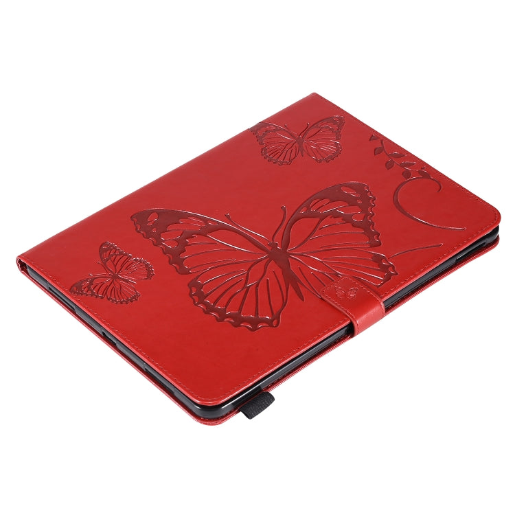 For iPad Pro 11 (2020) Pressed Printing Butterfly Pattern Horizontal Flip Leather Tablet Case with Holder & Card Slots & Wallet(Red) - iPad Pro 11 (2020) Cases by buy2fix | Online Shopping UK | buy2fix