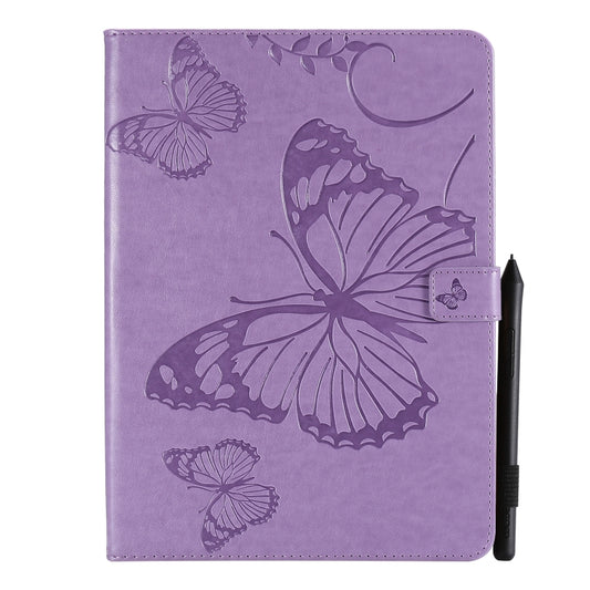 For iPad Pro 11 (2020) Pressed Printing Butterfly Pattern Horizontal Flip Leather Tablet Case with Holder & Card Slots & Wallet(Purple) - iPad Pro 11 (2020) Cases by buy2fix | Online Shopping UK | buy2fix