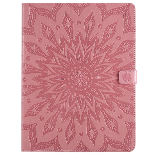 For iPad Pro 12.9 (2020) & Pro 12.9 (2018) Pressed Printing Sunflower Pattern Horizontal Flip PU Leather Tablet Case with Holder & Card Slots & Wallet(Pink) - iPad Pro 12.9 (2020) Cases by buy2fix | Online Shopping UK | buy2fix