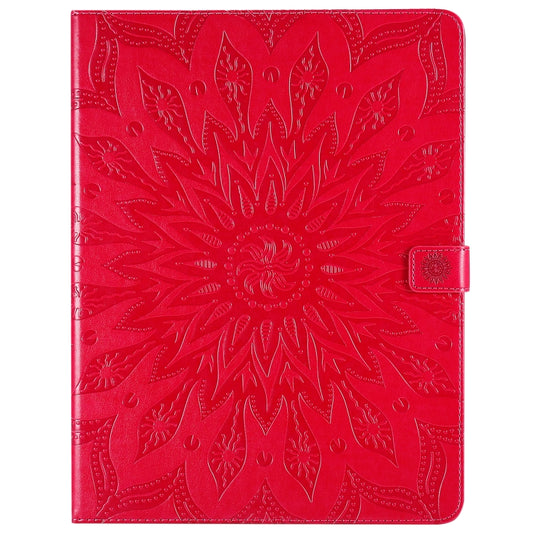 For iPad Pro 12.9 (2020) & Pro 12.9 (2018) Pressed Printing Sunflower Pattern Horizontal Flip PU Leather Tablet Case with Holder & Card Slots & Wallet(Red) - iPad Pro 12.9 (2020) Cases by buy2fix | Online Shopping UK | buy2fix