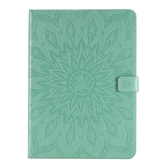 For iPad Pro 11 (2020) Pressed Printing Sunflower Pattern Horizontal Flip PU Leather Tablet Case with Holder & Card Slots & Wallet(Green) - iPad Pro 11 (2020) Cases by buy2fix | Online Shopping UK | buy2fix