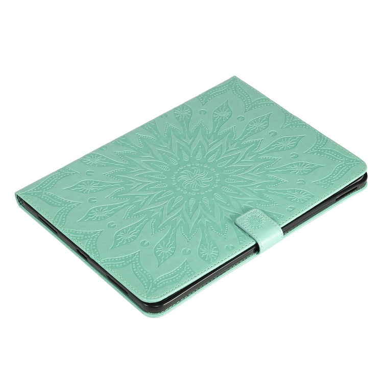 For iPad Pro 11 (2020) Pressed Printing Sunflower Pattern Horizontal Flip PU Leather Tablet Case with Holder & Card Slots & Wallet(Green) - iPad Pro 11 (2020) Cases by buy2fix | Online Shopping UK | buy2fix