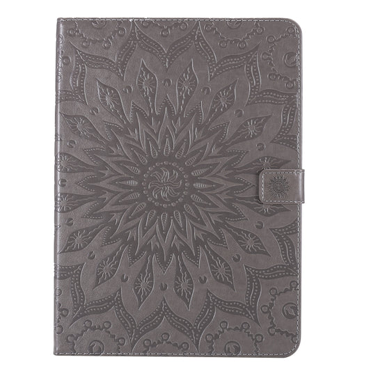 For iPad Pro 11 (2020) Pressed Printing Sunflower Pattern Horizontal Flip PU Leather Tablet Case with Holder & Card Slots & Wallet(Grey) - iPad Pro 11 (2020) Cases by buy2fix | Online Shopping UK | buy2fix