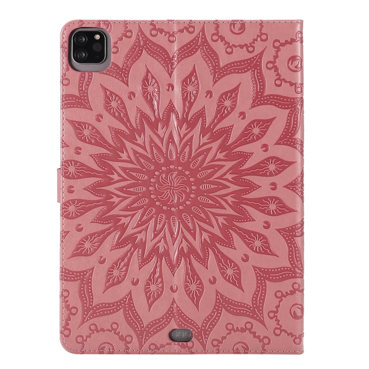 For iPad Pro 11 (2020) Pressed Printing Sunflower Pattern Horizontal Flip PU Leather Tablet Case with Holder & Card Slots & Wallet(Pink) - iPad Pro 11 (2020) Cases by buy2fix | Online Shopping UK | buy2fix