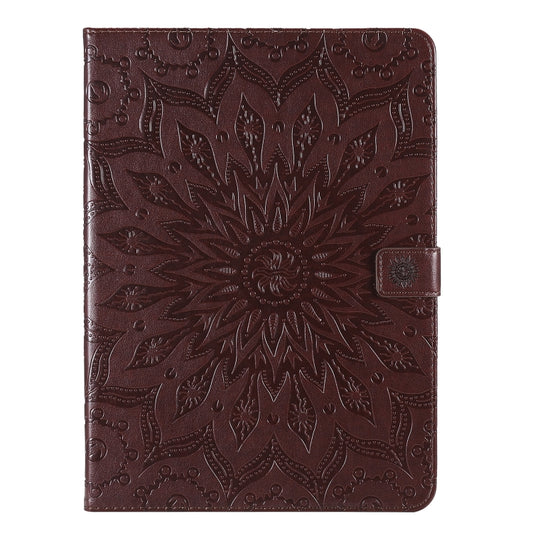 For iPad Pro 11 (2020) Pressed Printing Sunflower Pattern Horizontal Flip PU Leather Tablet Case with Holder & Card Slots & Wallet(Brown) - iPad Pro 11 (2020) Cases by buy2fix | Online Shopping UK | buy2fix