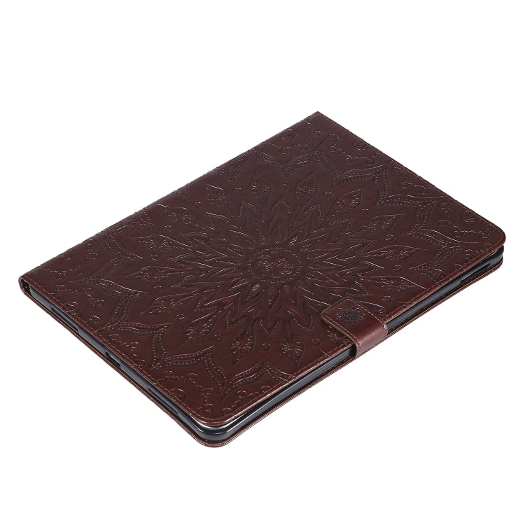 For iPad Pro 11 (2020) Pressed Printing Sunflower Pattern Horizontal Flip PU Leather Tablet Case with Holder & Card Slots & Wallet(Brown) - iPad Pro 11 (2020) Cases by buy2fix | Online Shopping UK | buy2fix