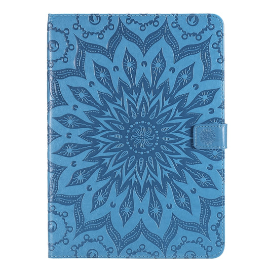 For iPad Pro 11 (2020) Pressed Printing Sunflower Pattern Horizontal Flip PU Leather Tablet Case with Holder & Card Slots & Wallet(Blue) - iPad Pro 11 (2020) Cases by buy2fix | Online Shopping UK | buy2fix