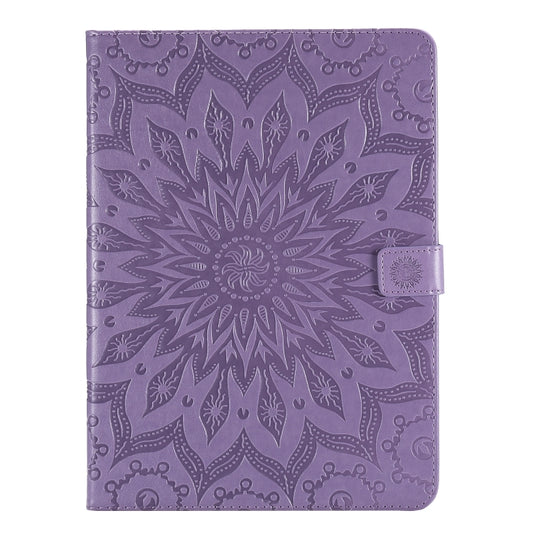For iPad Pro 11 (2020) Pressed Printing Sunflower Pattern Horizontal Flip PU Leather Tablet Case with Holder & Card Slots & Wallet(Purple) - iPad Pro 11 (2020) Cases by buy2fix | Online Shopping UK | buy2fix