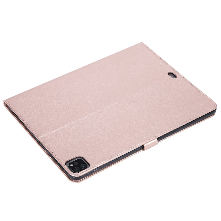 For iPad Pro 12.9 (2020) Pressed Printing Cat and Tree Pattern Horizontal Flip Leather Tablet Case with Holder & Card Slots & Wallet(Rose Gold) - iPad Pro 12.9 (2020) Cases by buy2fix | Online Shopping UK | buy2fix