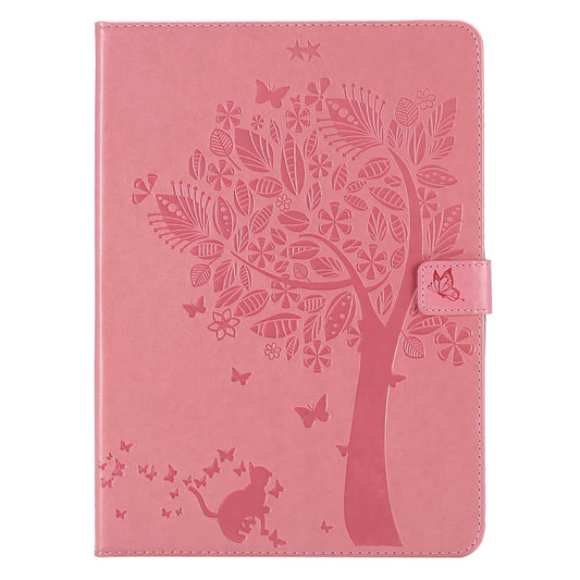 For iPad Pro 11 (2020) Pressed Printing Cat and Tree Pattern Horizontal Flip Leather Tablet Case with Holder & Card Slots & Wallet(Pink) - iPad Pro 11 (2020) Cases by buy2fix | Online Shopping UK | buy2fix