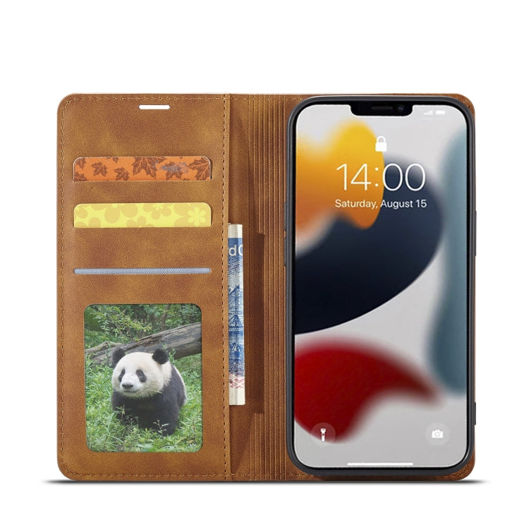 For iPhone 14 Pro Forwenw Dream Series Oil Edge Strong Magnetism Leather Phone Case(Brown) - iPhone 14 Pro Cases by Forwenw | Online Shopping UK | buy2fix