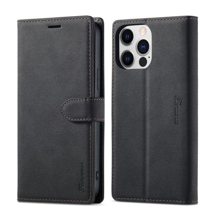For iPhone 14 Pro Max Forwenw F1 Series Matte Strong Magnetism Leather Phone Case(Black) - iPhone 14 Pro Max Cases by Forwenw | Online Shopping UK | buy2fix