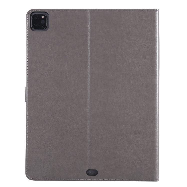 For iPad Pro 12.9 (2020) Pressed Printing Woman and Cat Pattern Horizontal Flip Leather Tablet Case with Holder & Card Slots & Wallet(Grey) - iPad Pro 12.9 (2020) Cases by buy2fix | Online Shopping UK | buy2fix