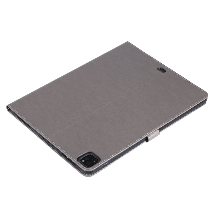 For iPad Pro 12.9 (2020) Pressed Printing Woman and Cat Pattern Horizontal Flip Leather Tablet Case with Holder & Card Slots & Wallet(Grey) - iPad Pro 12.9 (2020) Cases by buy2fix | Online Shopping UK | buy2fix