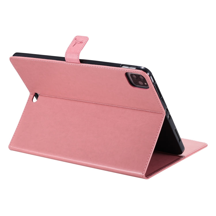 For iPad Pro 11 (2020) Pressed Printing Woman and Cat Pattern Horizontal Flip Leather Tablet Case with Holder & Card Slots & Wallet(Pink) - iPad Pro 11 (2020) Cases by buy2fix | Online Shopping UK | buy2fix