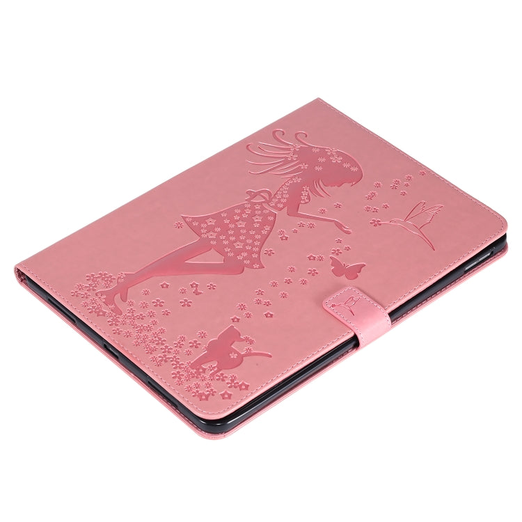 For iPad Pro 11 (2020) Pressed Printing Woman and Cat Pattern Horizontal Flip Leather Tablet Case with Holder & Card Slots & Wallet(Pink) - iPad Pro 11 (2020) Cases by buy2fix | Online Shopping UK | buy2fix