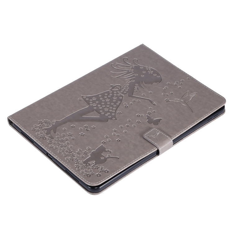 For iPad Pro 11 (2020) Pressed Printing Woman and Cat Pattern Horizontal Flip Leather Tablet Case with Holder & Card Slots & Wallet(Grey) - iPad Pro 11 (2020) Cases by buy2fix | Online Shopping UK | buy2fix