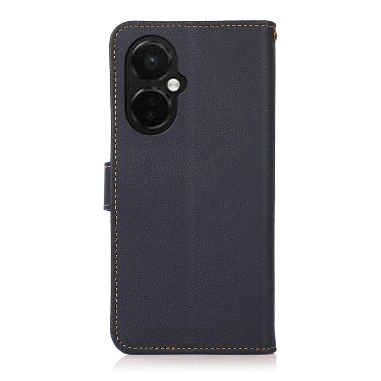 For OnePlus Nord CE 3 KHAZNEH Custer Texture RFID Genuine Leather Phone Case(Blue) - OnePlus Cases by buy2fix | Online Shopping UK | buy2fix