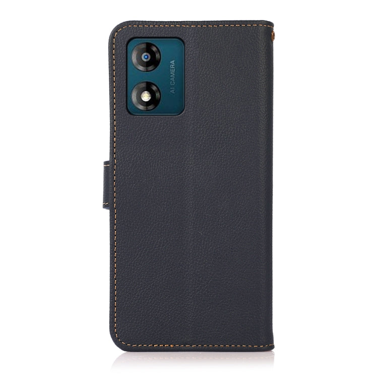 For Motorola Moto E13 2023 4G KHAZNEH Custer Texture RFID Genuine Leather Phone Case(Blue) - Motorola Cases by buy2fix | Online Shopping UK | buy2fix