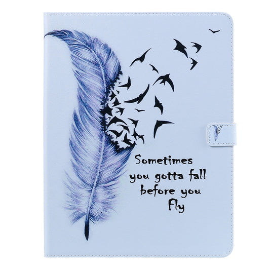 For iPad Pro 12.9 (2020) Colored Drawing Horizontal Flip Leather Tablet Case with Holder & Card Slot & Wallet(Feather) - iPad Pro 12.9 (2020) Cases by buy2fix | Online Shopping UK | buy2fix