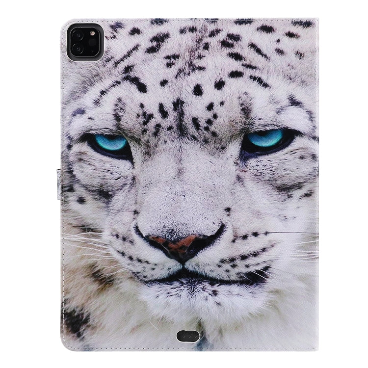 For iPad Pro 12.9 (2020) Colored Drawing Horizontal Flip Leather Tablet Case with Holder & Card Slot & Wallet(White Leopard) - iPad Pro 12.9 (2020) Cases by buy2fix | Online Shopping UK | buy2fix