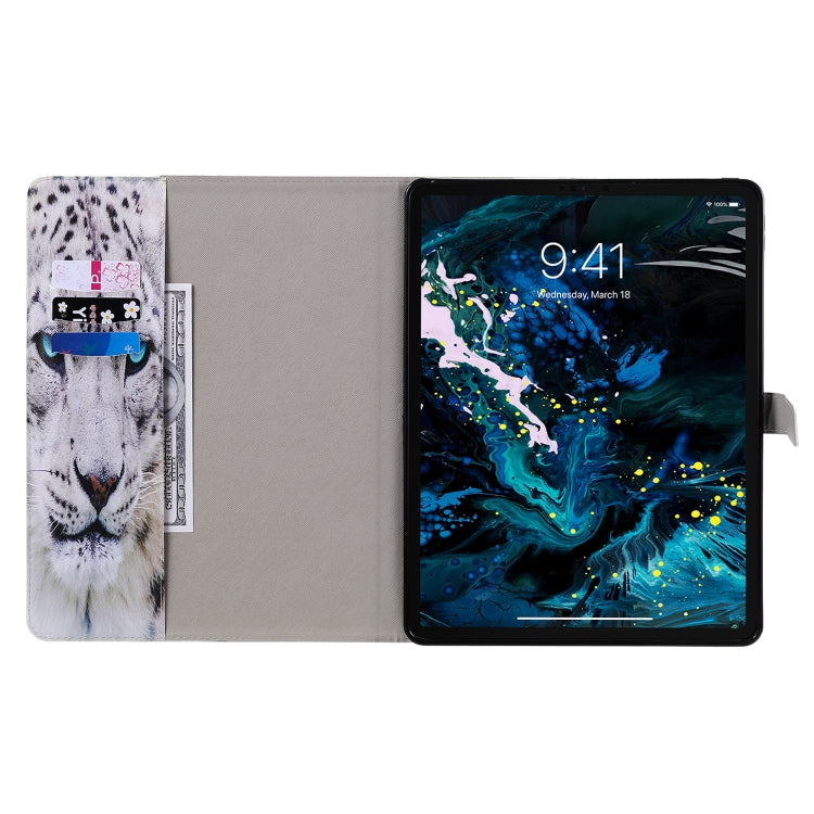 For iPad Pro 12.9 (2020) Colored Drawing Horizontal Flip Leather Tablet Case with Holder & Card Slot & Wallet(White Leopard) - iPad Pro 12.9 (2020) Cases by buy2fix | Online Shopping UK | buy2fix