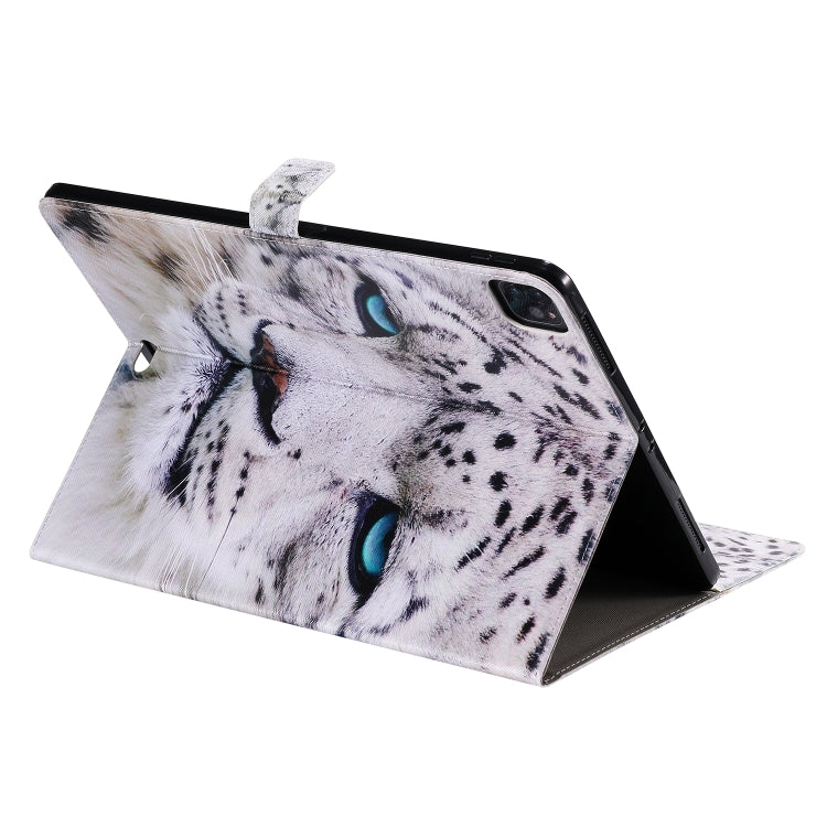 For iPad Pro 12.9 (2020) Colored Drawing Horizontal Flip Leather Tablet Case with Holder & Card Slot & Wallet(White Leopard) - iPad Pro 12.9 (2020) Cases by buy2fix | Online Shopping UK | buy2fix
