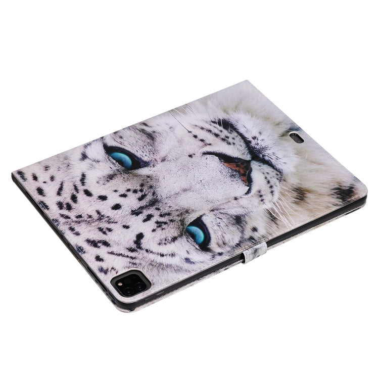 For iPad Pro 12.9 (2020) Colored Drawing Horizontal Flip Leather Tablet Case with Holder & Card Slot & Wallet(White Leopard) - iPad Pro 12.9 (2020) Cases by buy2fix | Online Shopping UK | buy2fix