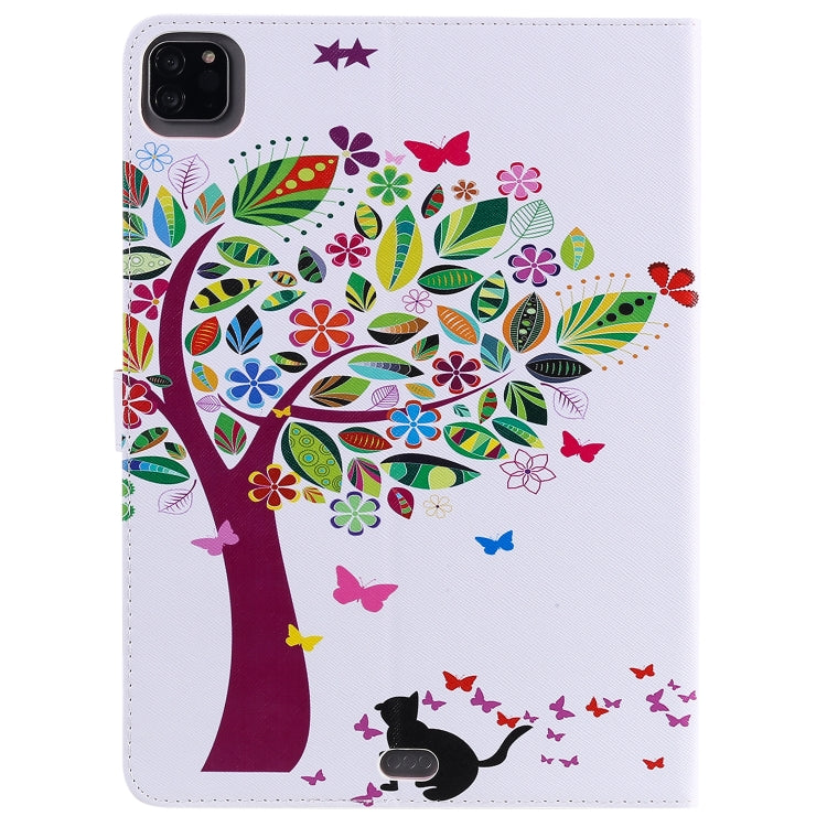 For iPad Pro 11 (2020) Colored Drawing Horizontal Flip Leather Tablet Case with Holder & Card Slot & Wallet(Cat and Tree) - iPad Pro 11 (2020) Cases by buy2fix | Online Shopping UK | buy2fix