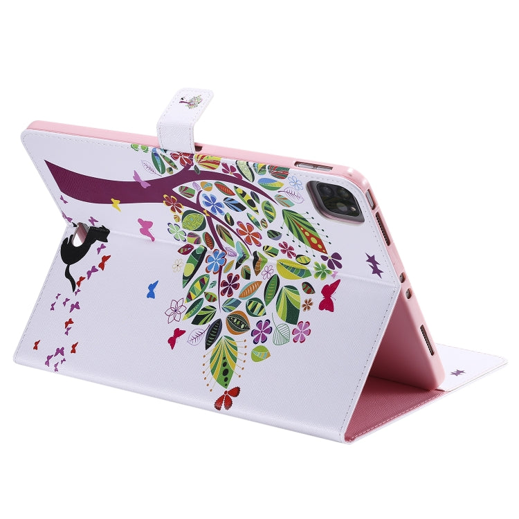 For iPad Pro 11 (2020) Colored Drawing Horizontal Flip Leather Tablet Case with Holder & Card Slot & Wallet(Cat and Tree) - iPad Pro 11 (2020) Cases by buy2fix | Online Shopping UK | buy2fix