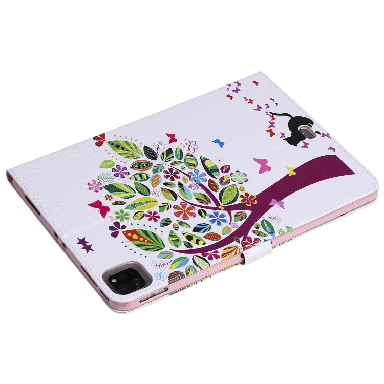 For iPad Pro 11 (2020) Colored Drawing Horizontal Flip Leather Tablet Case with Holder & Card Slot & Wallet(Cat and Tree) - iPad Pro 11 (2020) Cases by buy2fix | Online Shopping UK | buy2fix