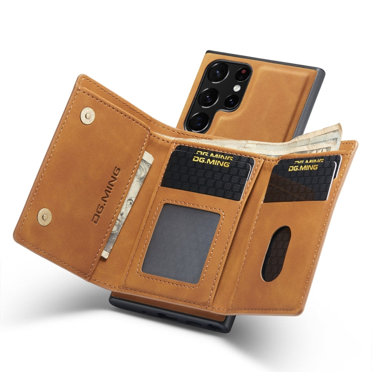 For Samsung Galaxy S23 Ultra 5G DG.MING M1 Series 3-Fold Multi Card Wallet Phone Case(Brown) - Galaxy S23 Ultra 5G Cases by DG.MING | Online Shopping UK | buy2fix
