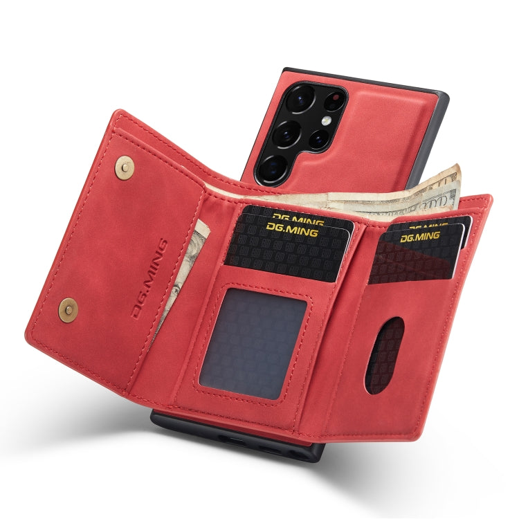 For Samsung Galaxy S23 Ultra 5G DG.MING M1 Series 3-Fold Multi Card Wallet Phone Case(Red) by DG.MING