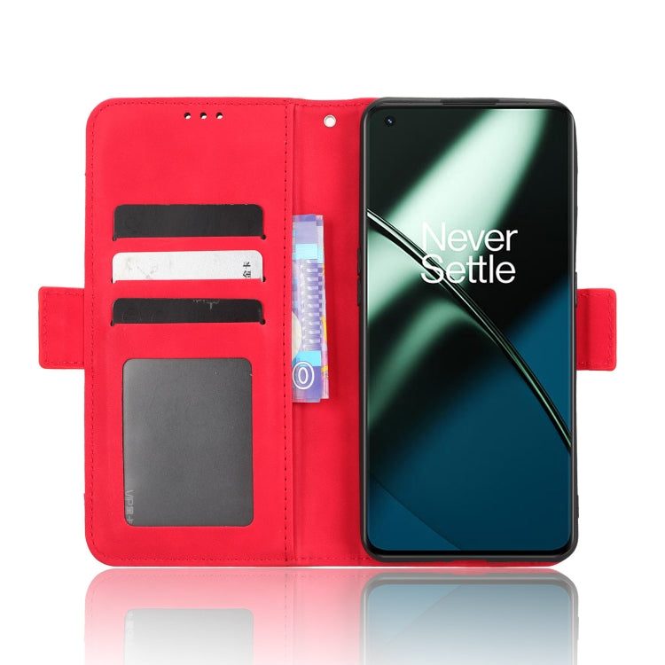 For OnePlus 11 5G Skin Feel Calf Texture Card Slots Leather Phone Case(Red) - OnePlus Cases by buy2fix | Online Shopping UK | buy2fix