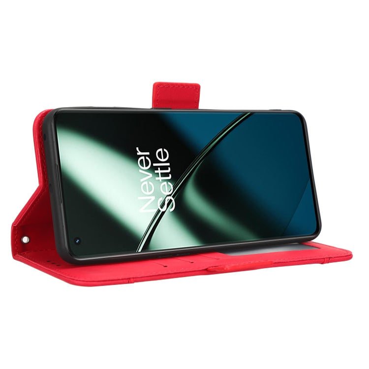 For OnePlus 11 5G Skin Feel Calf Texture Card Slots Leather Phone Case(Red) - OnePlus Cases by buy2fix | Online Shopping UK | buy2fix
