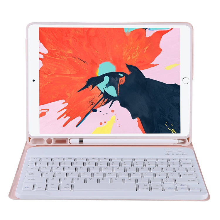 T11B 2020 For iPad Air 4 / Air 5 / Pro 11 inch 2022 / 2021 / 2020 / 2018 TPU Candy Color Ultra-thin Bluetooth Keyboard Tablet Case with Stand & Pen Slot(Pink) by buy2fix