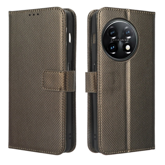 For OnePlus 11 5G Diamond Texture Leather Phone Case(Brown) by buy2fix